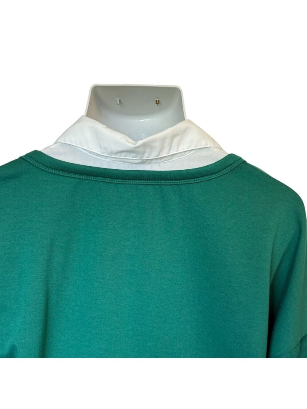 Vtg French Laundry Womens 1X Top Green Layered-Look Buttons White Collar 3/4 - Picture 6 of 15